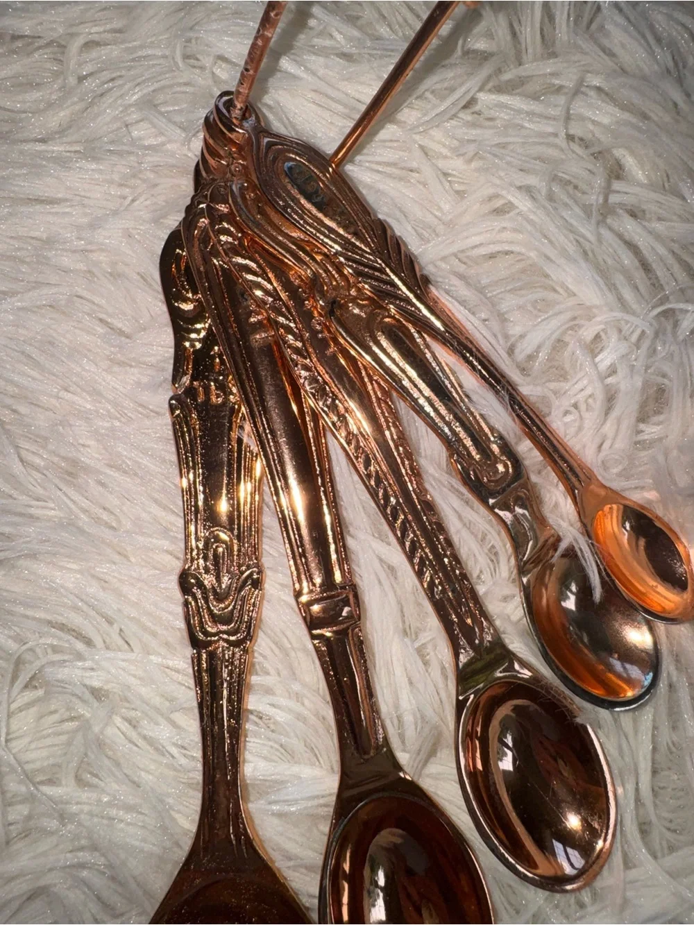 Retired Anthropologie Copper Ornate Measuring Spoon Set
